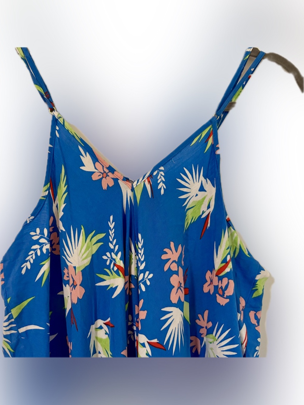 JESSICA SIMPSON Tropical Floral Dress | Size Large | NWT | Handkerchief Hem Blue